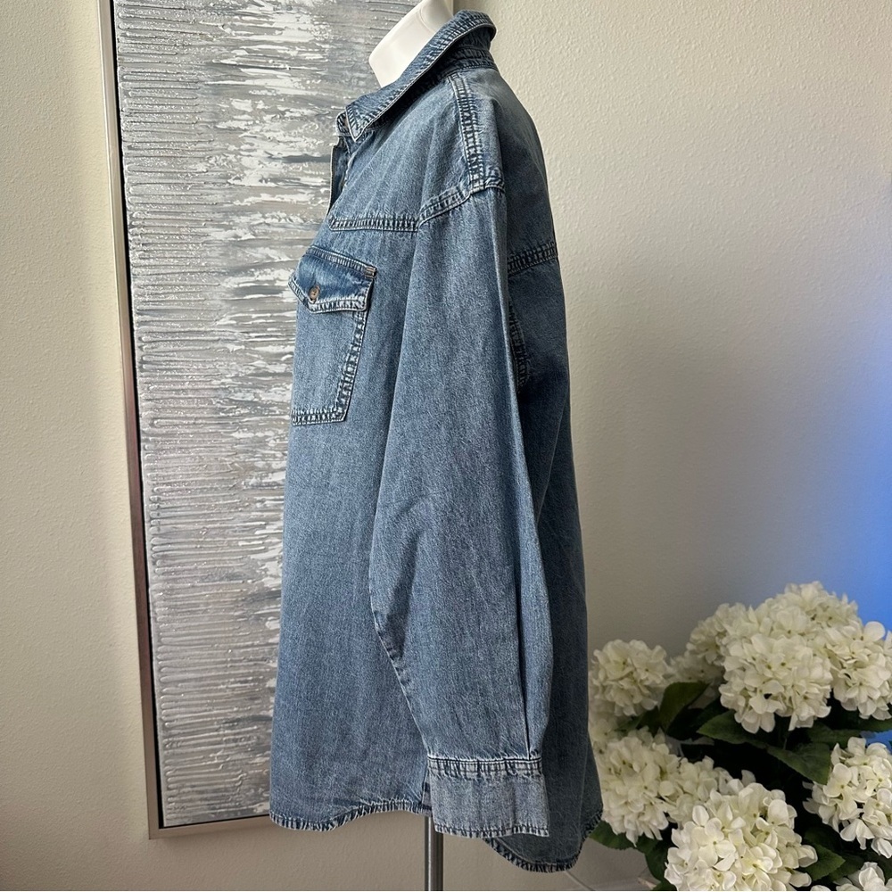 Jessica Simpson Blue Denim Button-Up Shirt Size L - Picture 10 of 14